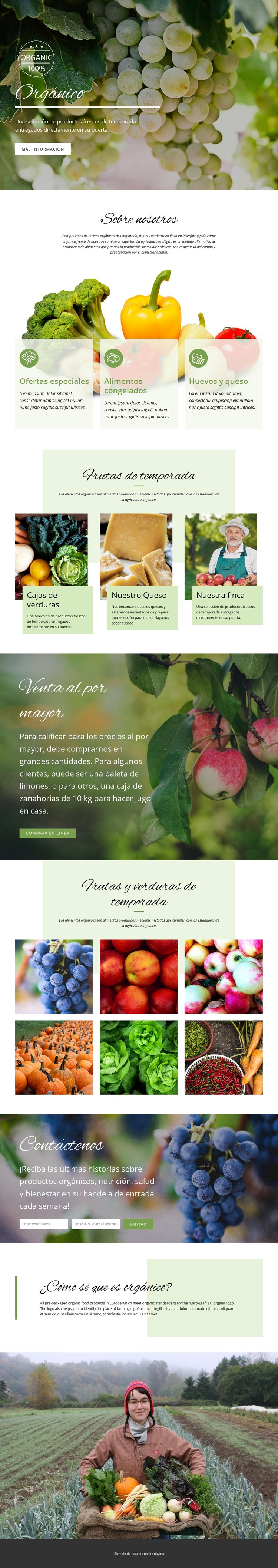 Más saludable con alimentos orgánicos Creador de sitios web HTML