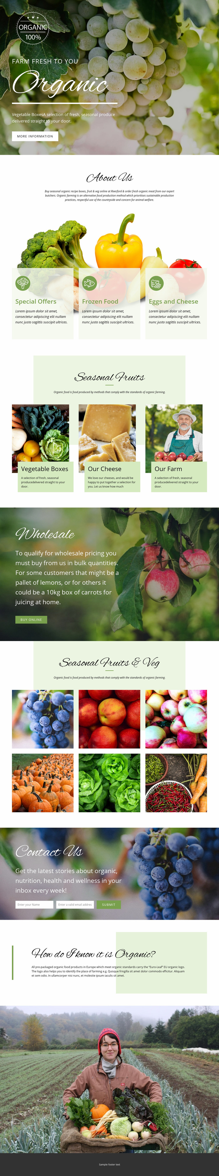 Healthier with organic food Web Page Design