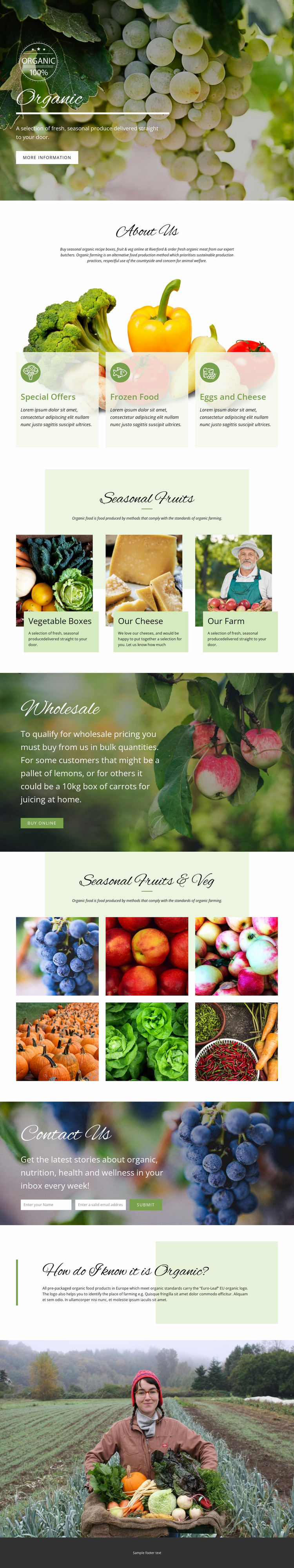 Healthier with organic food Website Mockup