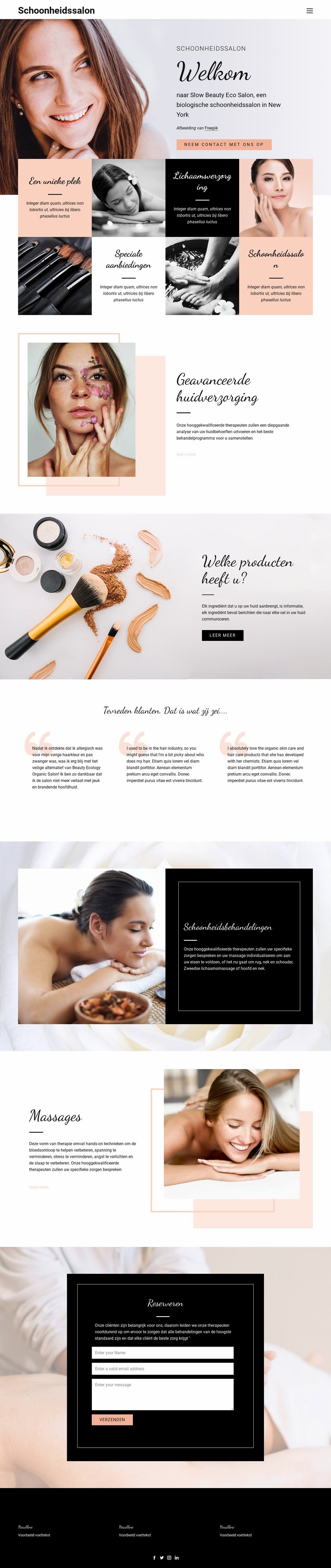 Haar-, nagel- en schoonheidssalon Website mockup