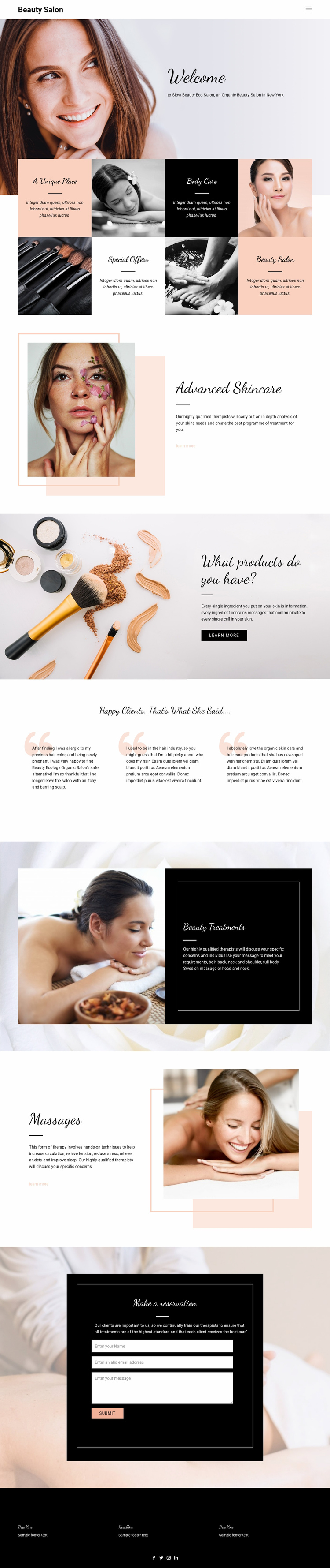 Hair, nail and beauty salon Squarespace Template Alternative