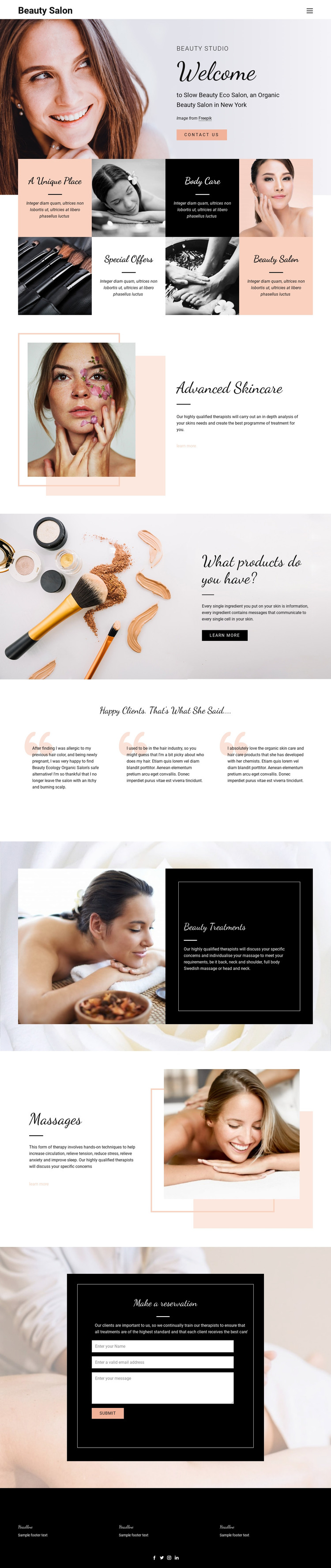 Hair, nail and beauty salon Web Design