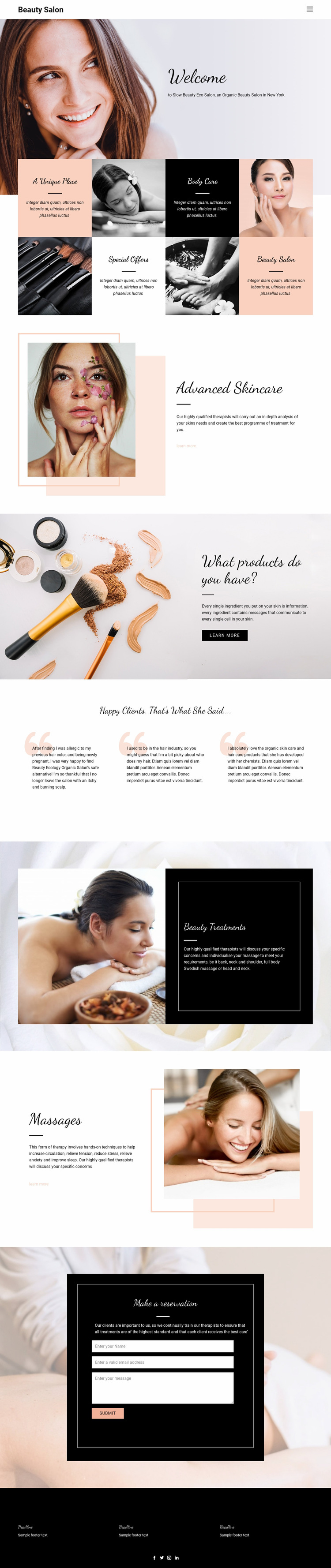 Hair, nail and beauty salon Web Page Design