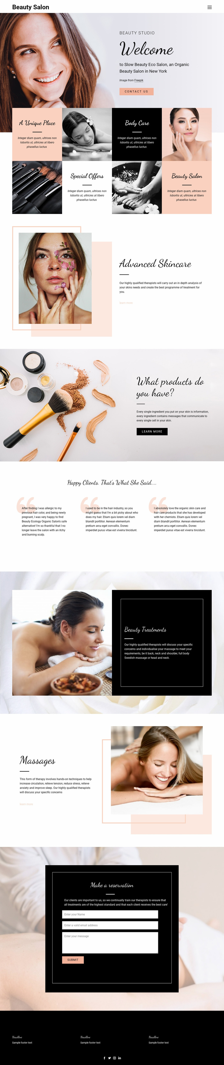 Hair, nail and beauty salon Website Template