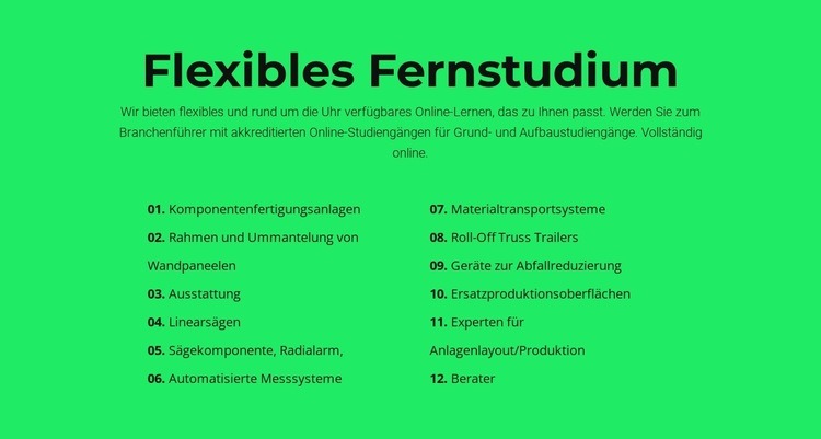 Flexibles Fernstudium Website Builder-Vorlagen