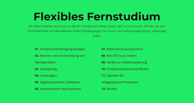 Flexibles Fernstudium Landing Page