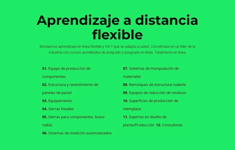 Aprendizaje a distancia flexible Página de destino