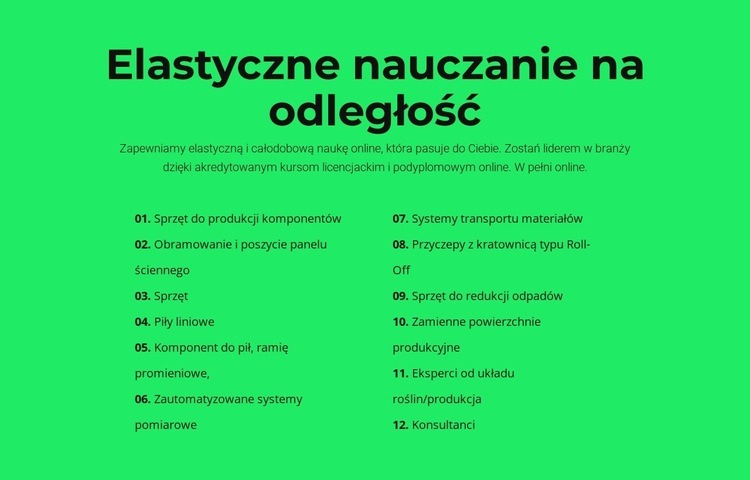 Elastyczne nauczanie na odległość Kreator witryn internetowych HTML