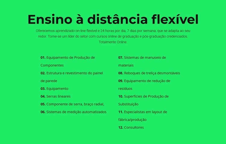 Ensino a distância flexível Modelo de uma página