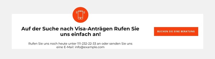 Rufen Sie an und schreiben Sie für die Buchung HTML-Vorlage