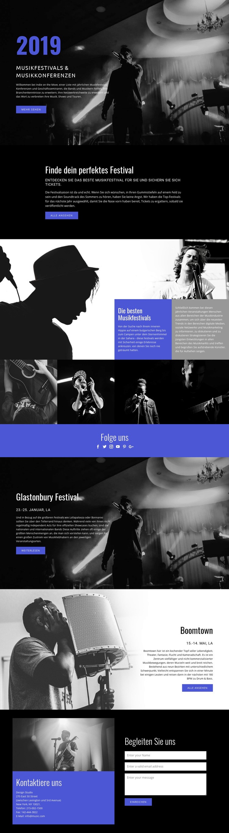 Musikfestivals Website design