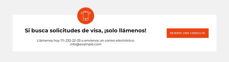 Llama y escribe para reservar Maqueta de sitio web