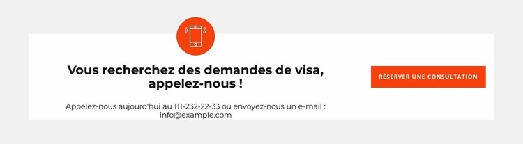 Appelez et écrivez pour réserver Modèles de constructeur de sites Web