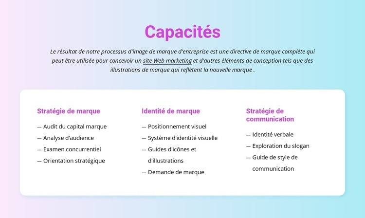 Concevez votre entreprise Page de destination