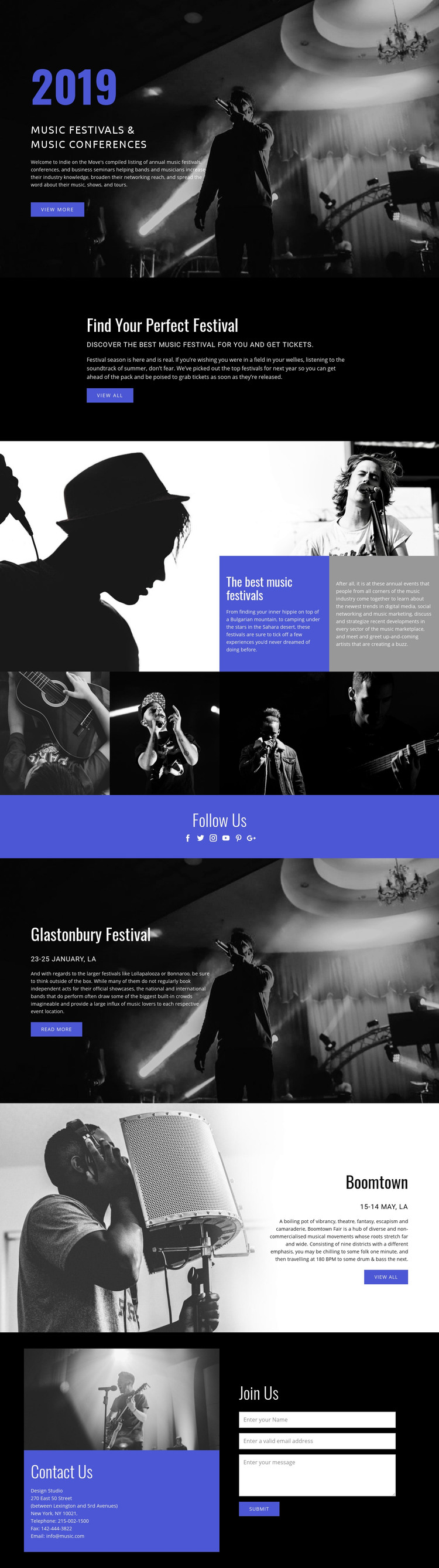 Music Festivals Homepage Design
