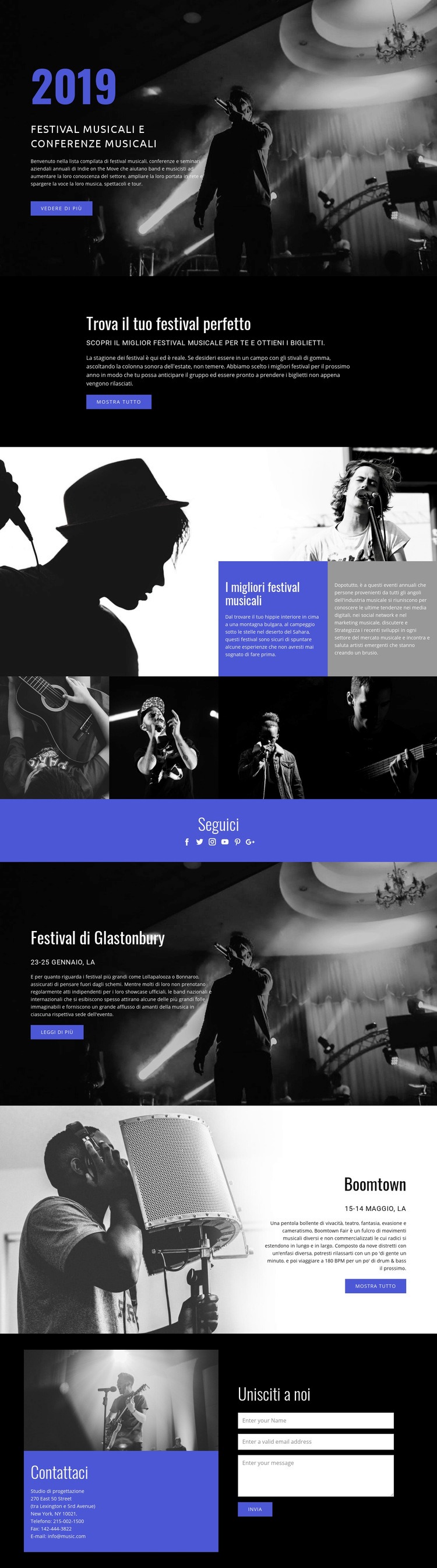 Festival musicali Costruttore di siti web HTML