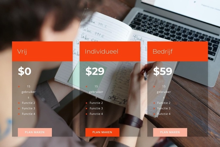 Drie tarieven Html Website Builder