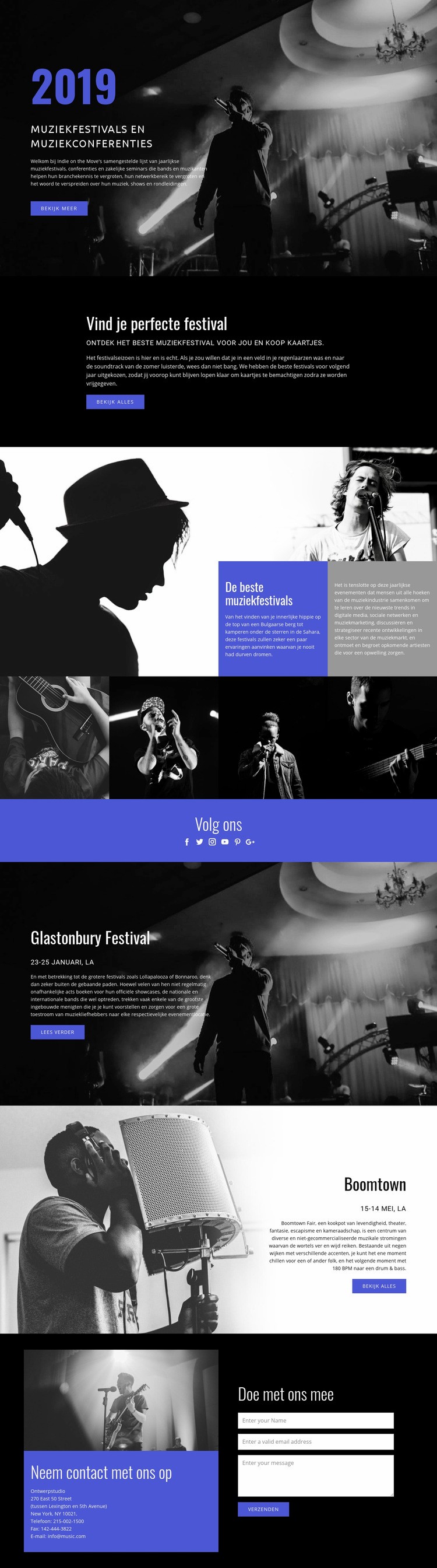 Muziekfestivals Website ontwerp