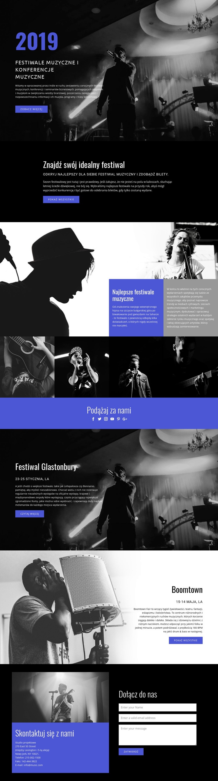 Festiwale muzyczne Makieta strony internetowej