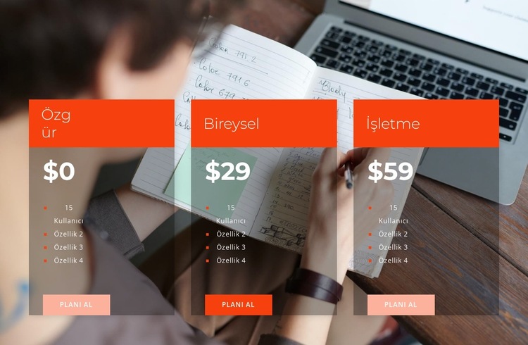 üç tarife Web Sitesi Şablonu