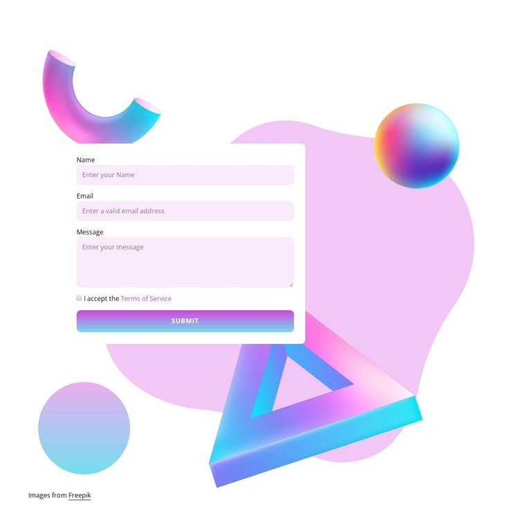 Contact form with 3d shapes CSS Template