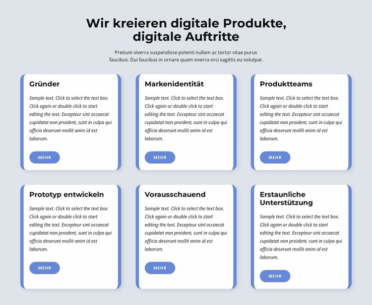 Wir erstellen digitale Produkte Website Builder-Vorlagen
