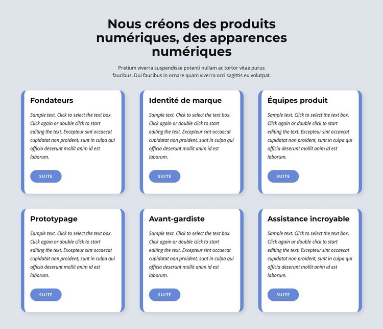 Nous créons des produits numériques Modèles de constructeur de sites Web