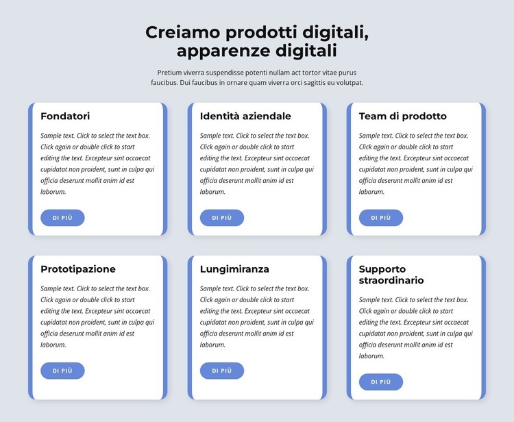 Creiamo prodotti digitali Modello