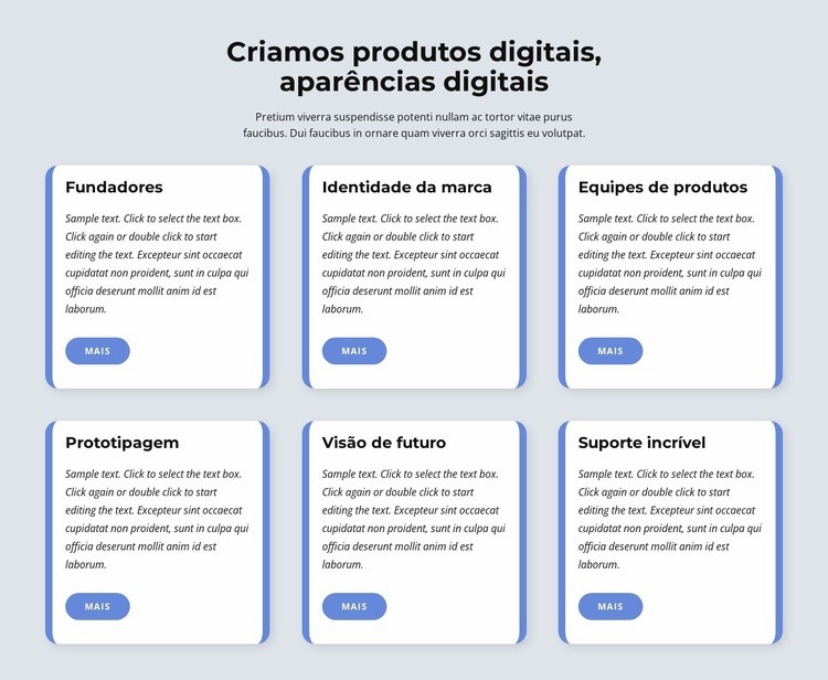 Criamos produtos digitais Design do site