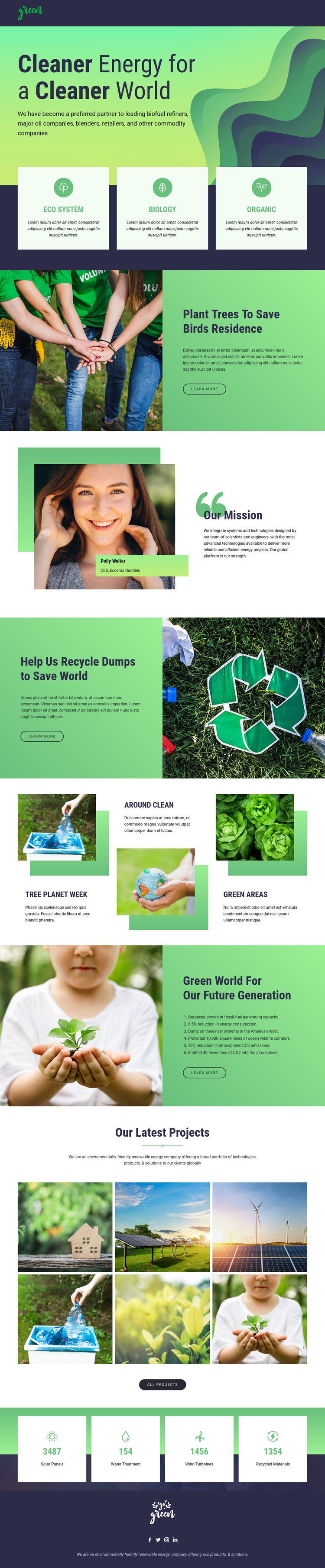 Clean energy to save nature Homepage Design