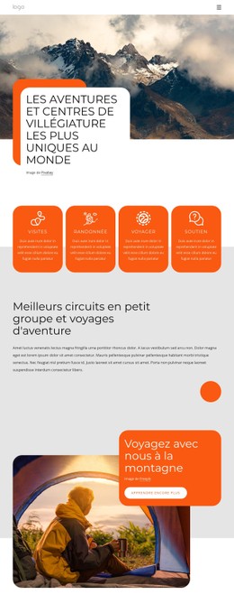 Colonne De Modèle De Grille CSS Pour Aventures Et Centres De Villégiature Uniques
