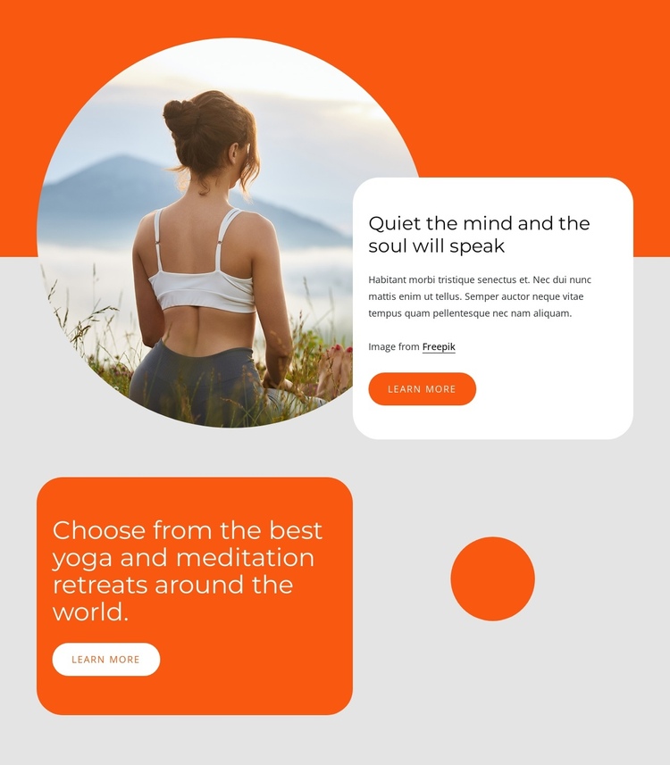 Yoga and meditation retreat One Page Template