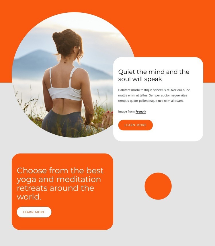 Yoga och meditation retreat Html webbplatsbyggare