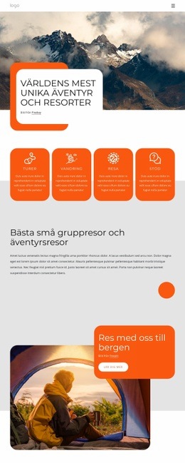 Webbplatsdesign För Unika Äventyr Och Resorter