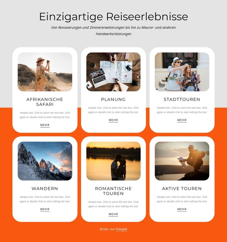 Pauschalreisen Website-Vorlage