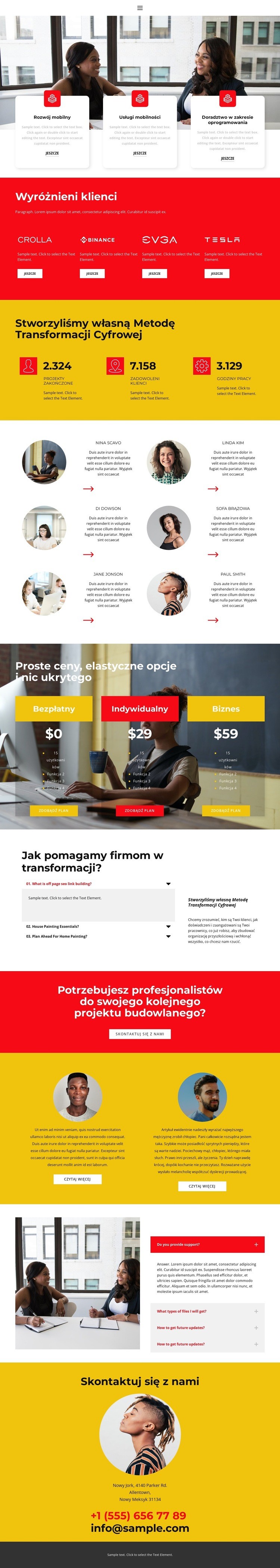 Jeden z udanych projektów Szablony do tworzenia witryn internetowych