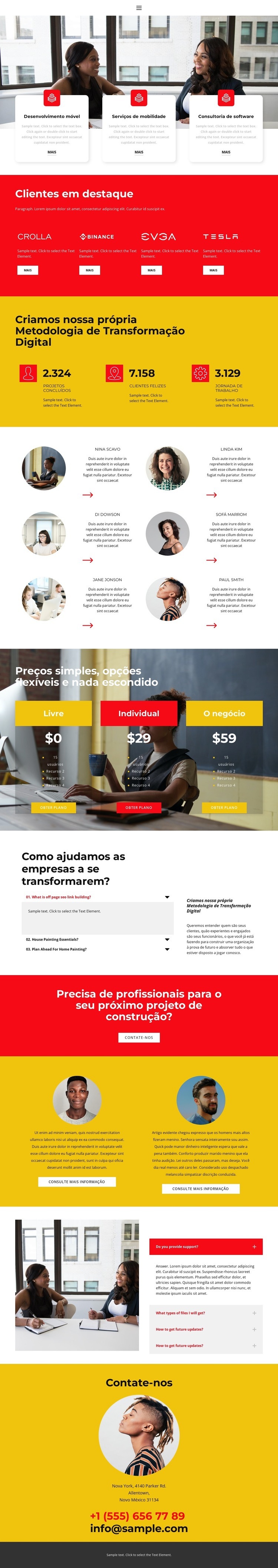 Um dos projetos de sucesso Construtor de sites HTML