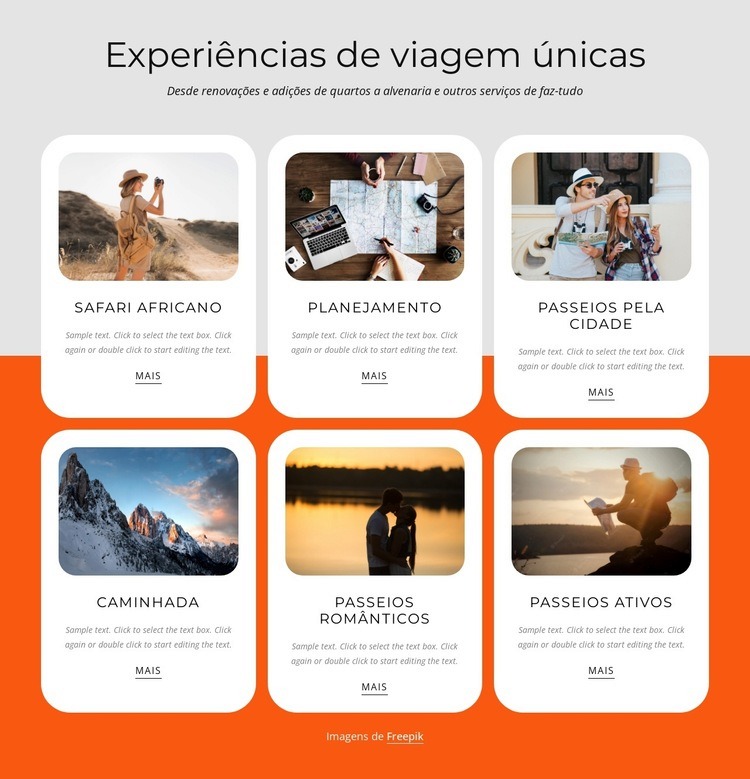 Pacote de férias Landing Page