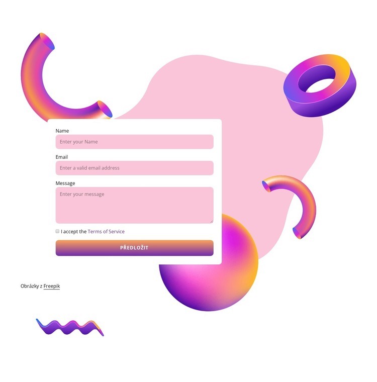 Kontaktní formulář s animovanými prvky Šablona webové stránky