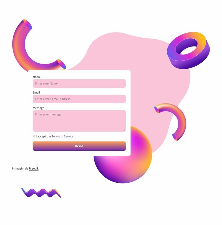 Modulo di contatto con elementi animati Un modello di pagina