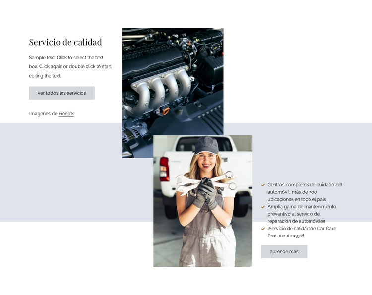 Servicios de reparación de automóviles de calidad Diseño de páginas web