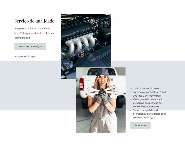 Serviços de reparação de automóveis de qualidade Maquete do site