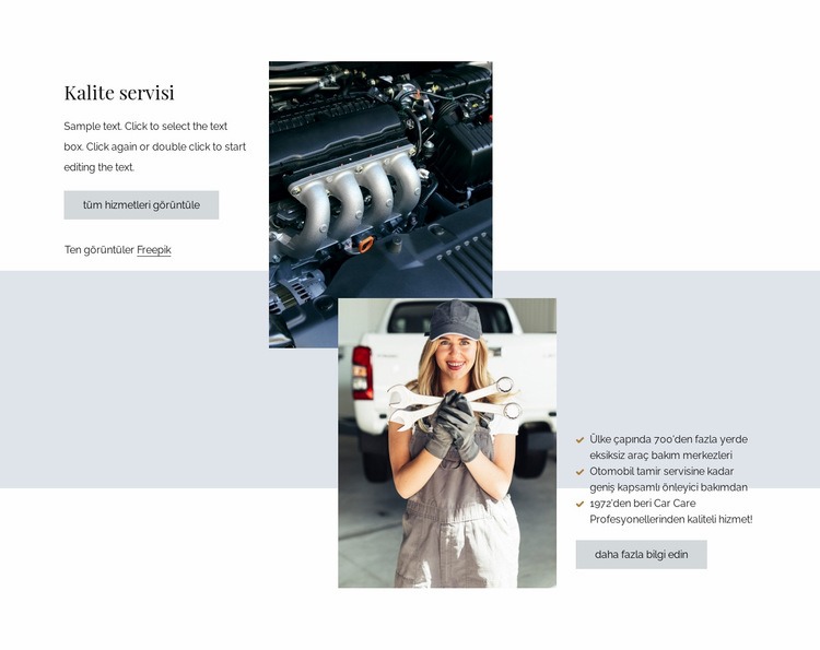 Kaliteli araba tamir hizmetleri Html Web Sitesi Oluşturucu