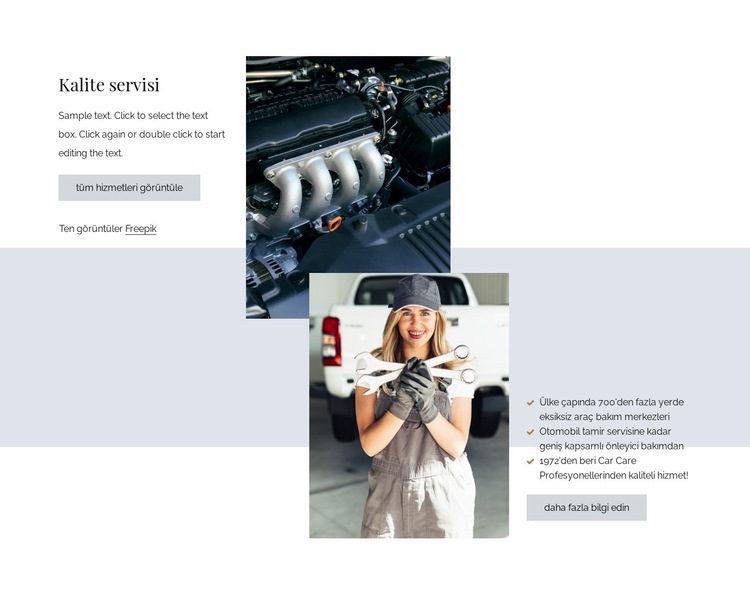 Kaliteli araba tamir hizmetleri Web Sitesi Mockup'ı