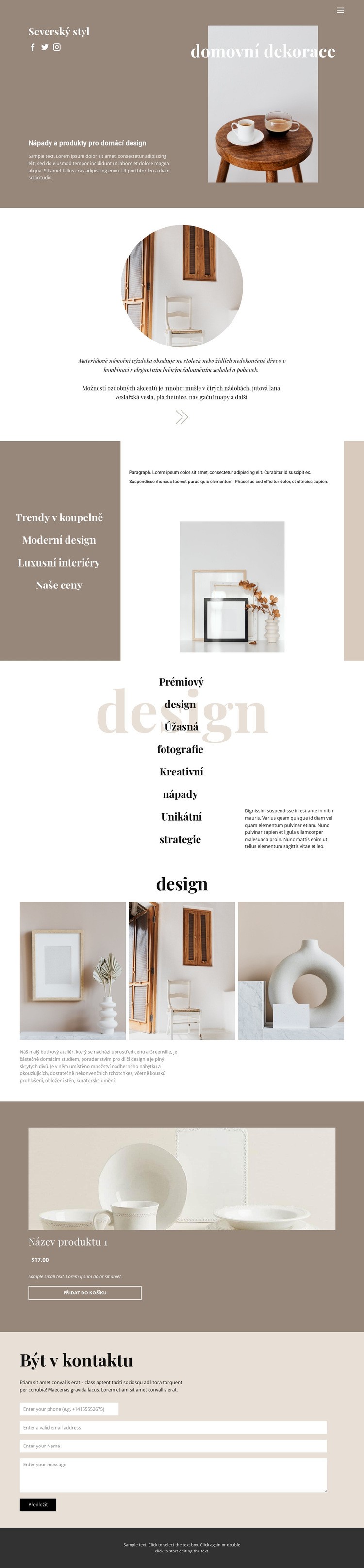 Útulný styl doma Webový design