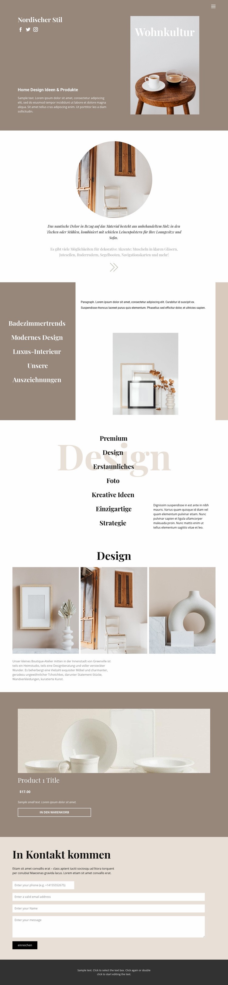 Gemütlicher Stil zu Hause Website design