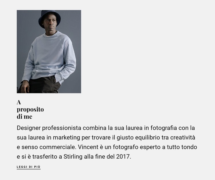 Informazioni sul mio lavoro Un modello di pagina