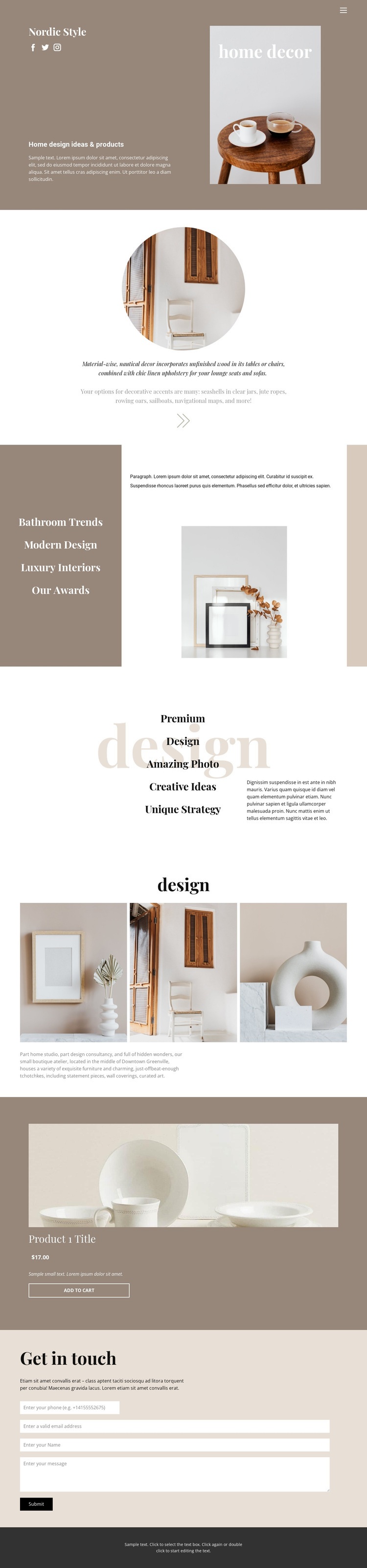Cozy style at home Web Page Design