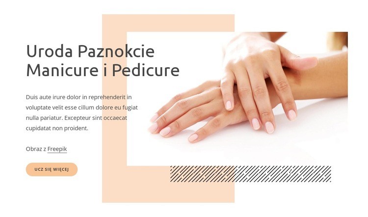 Manicure na paznokcie uroda Makieta strony internetowej