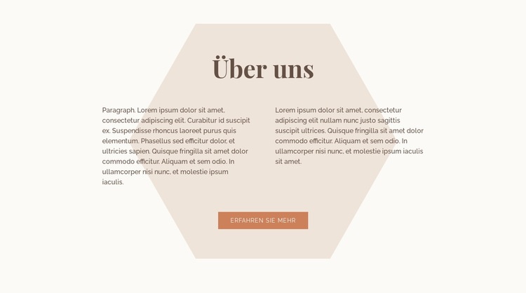 Text mit Sechseck Landing Page